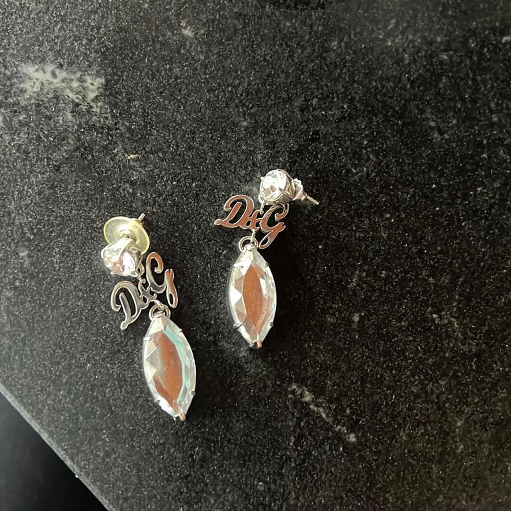 D&G silver tone and faux crystal earrings